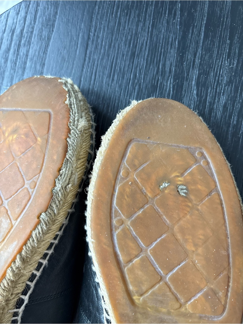 CHANEL Black Leather Espadrilles with CC Logo - Picture 8 of 9